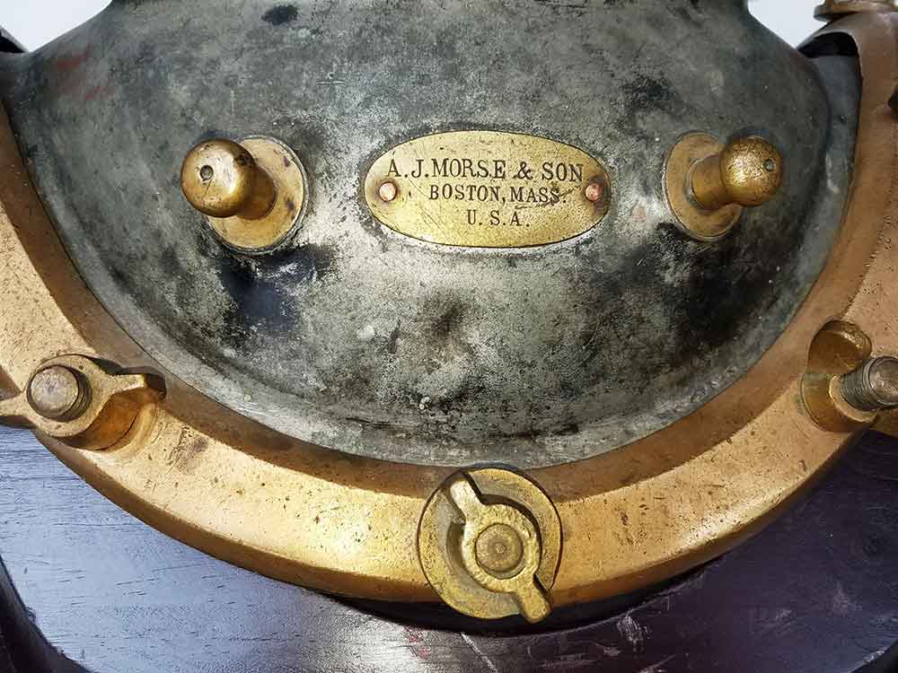  Maker's tag and searial number of early Morse helmet image