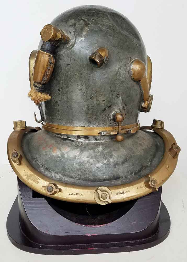 Back of A.J.
                                    Morse dive helmet image