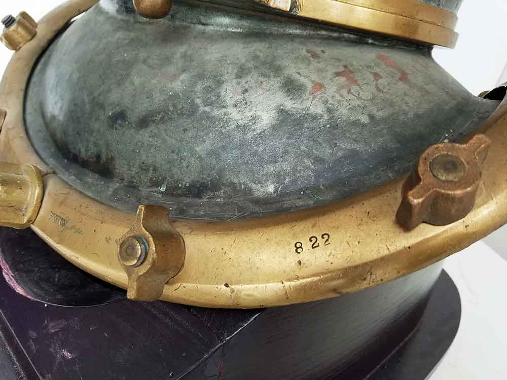 Maker's tag and searial number of early Morse helmet image